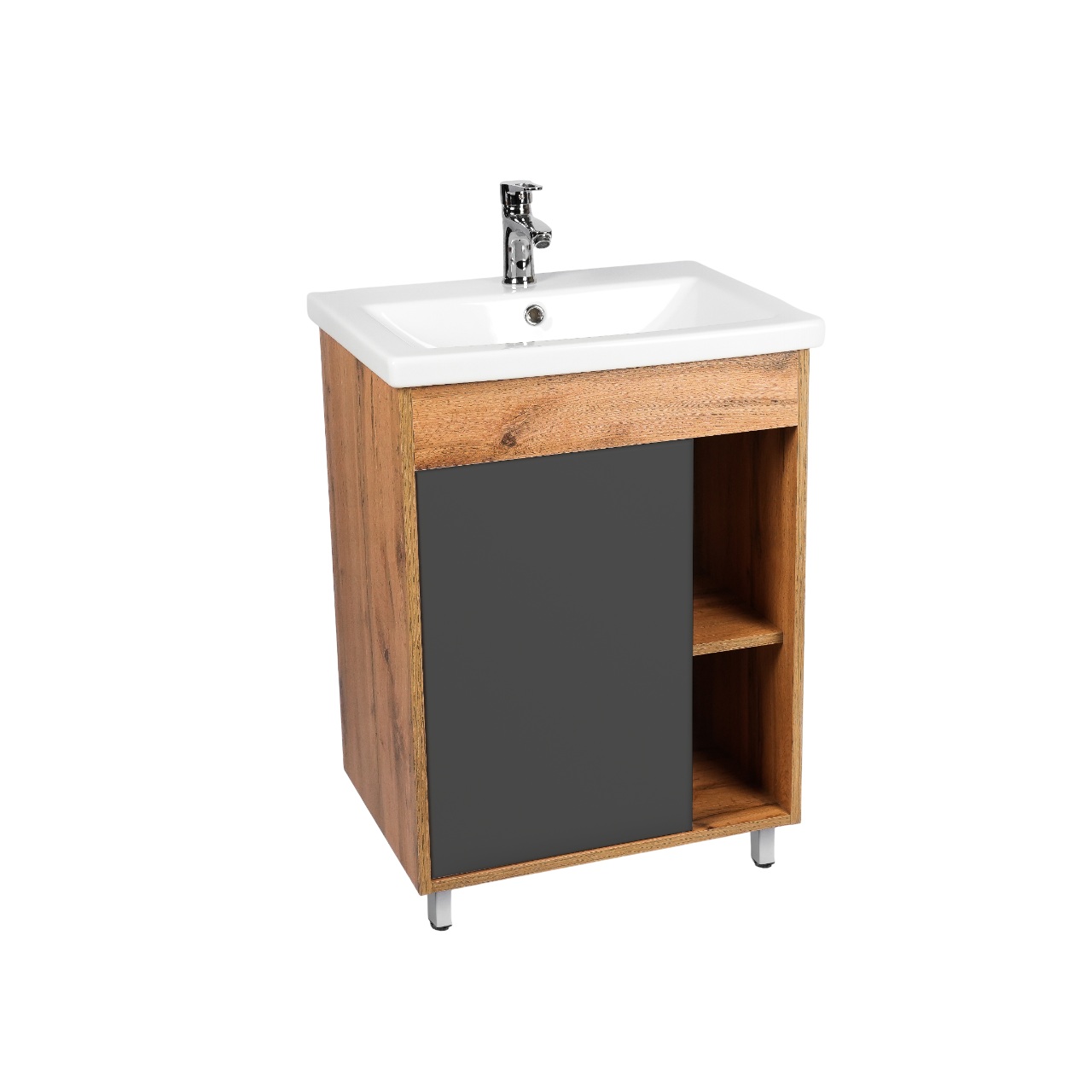 Тумба под раковину VIANT БОСТОН 70 напольная графит/дуб вотан (VBOS70COG-T1ST)