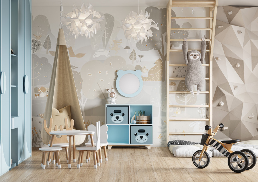 Зеркало КАСПЕР МИШКА , круглое, голубой матовый