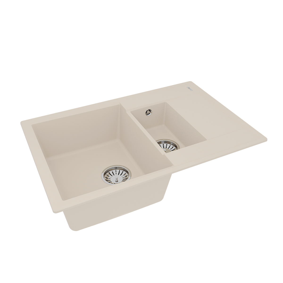 Кухонная мойка Lemark RAMZA 760 врезная прямоугольная с доп.чашей и крылом из кварцгранита, Шампань 