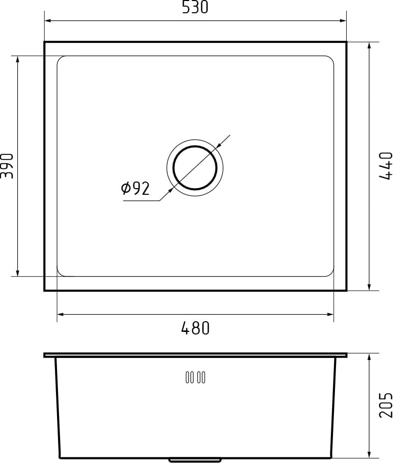 GranFest METAL (4844) Мойка нерж.1 чаша 485*440*215 мм 