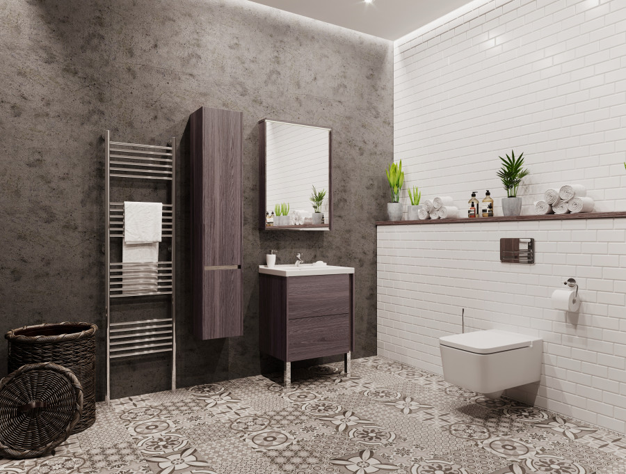 Зеркальный шкаф СТОУН 60, грецкий орех