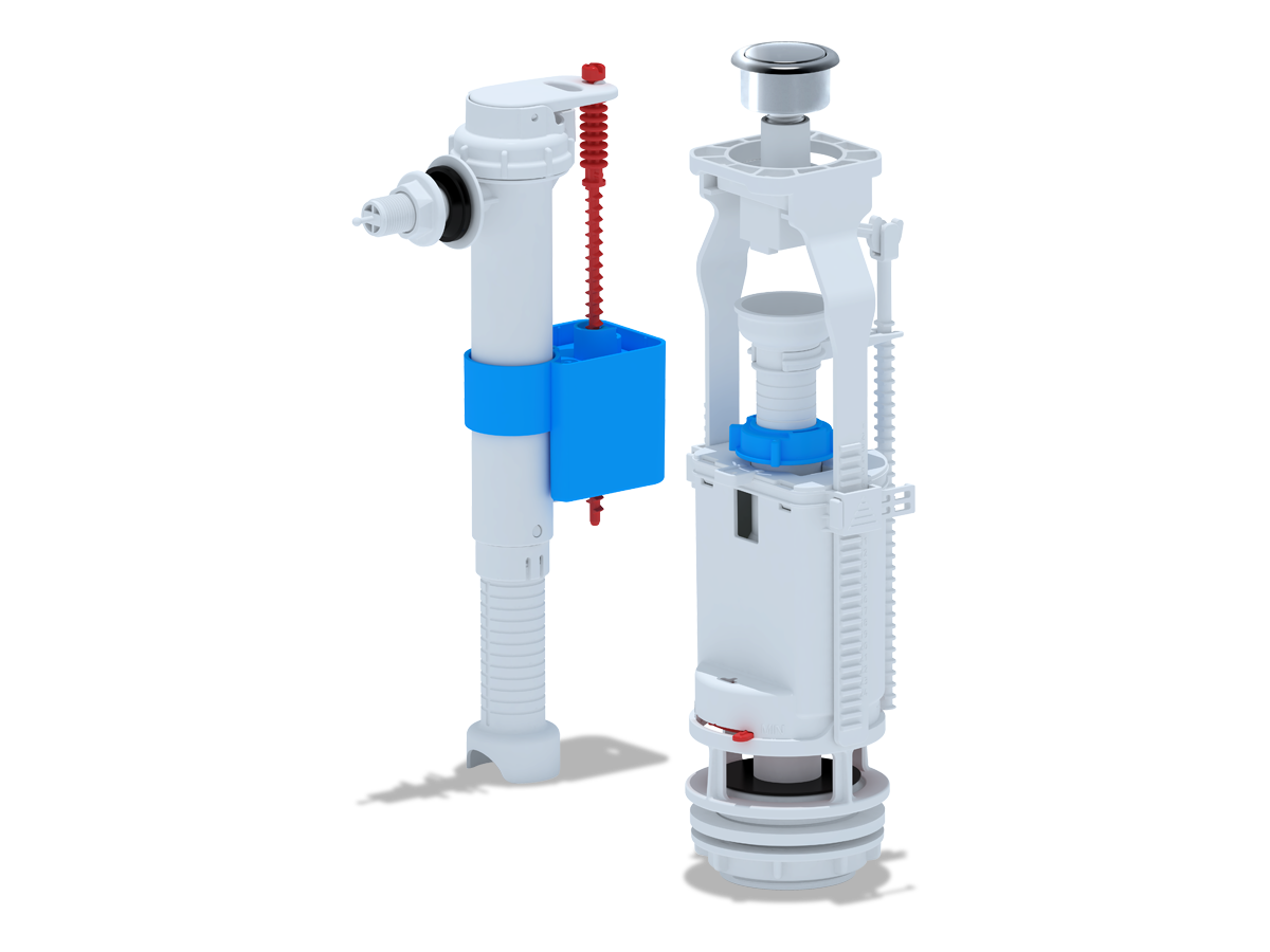 Набор с бок. подв. 3/8 пластик    кнопка хром, ANI PLAST