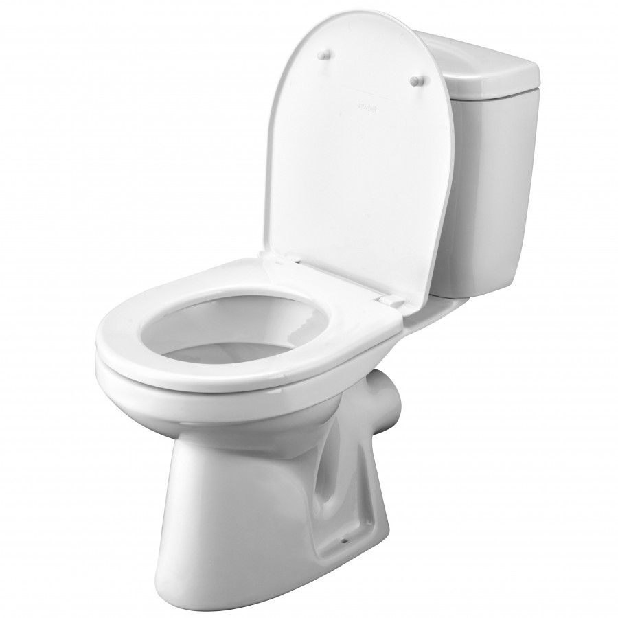АНИМО Унитаз-компакт, горизонт. выпуск, эконом., 1-реж. арматура, сиденье полипропилен. САНТЕК 