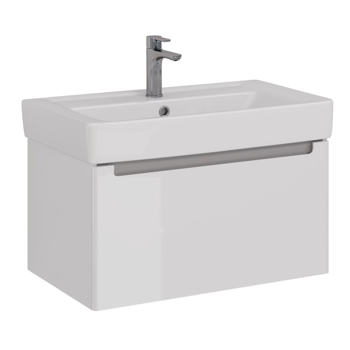 Тумба Lemark BUNO MINI 80 см под 1 раковину, подвесная, 1 ящик, цвет планки: Серый, цвет корпуса, фа