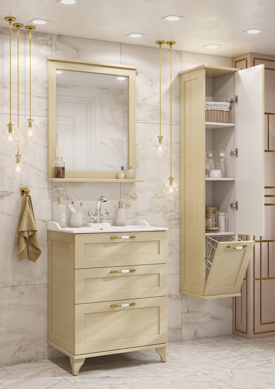 Шкаф-колонна ЛЕОН 30, подвесная, дуб бежевый