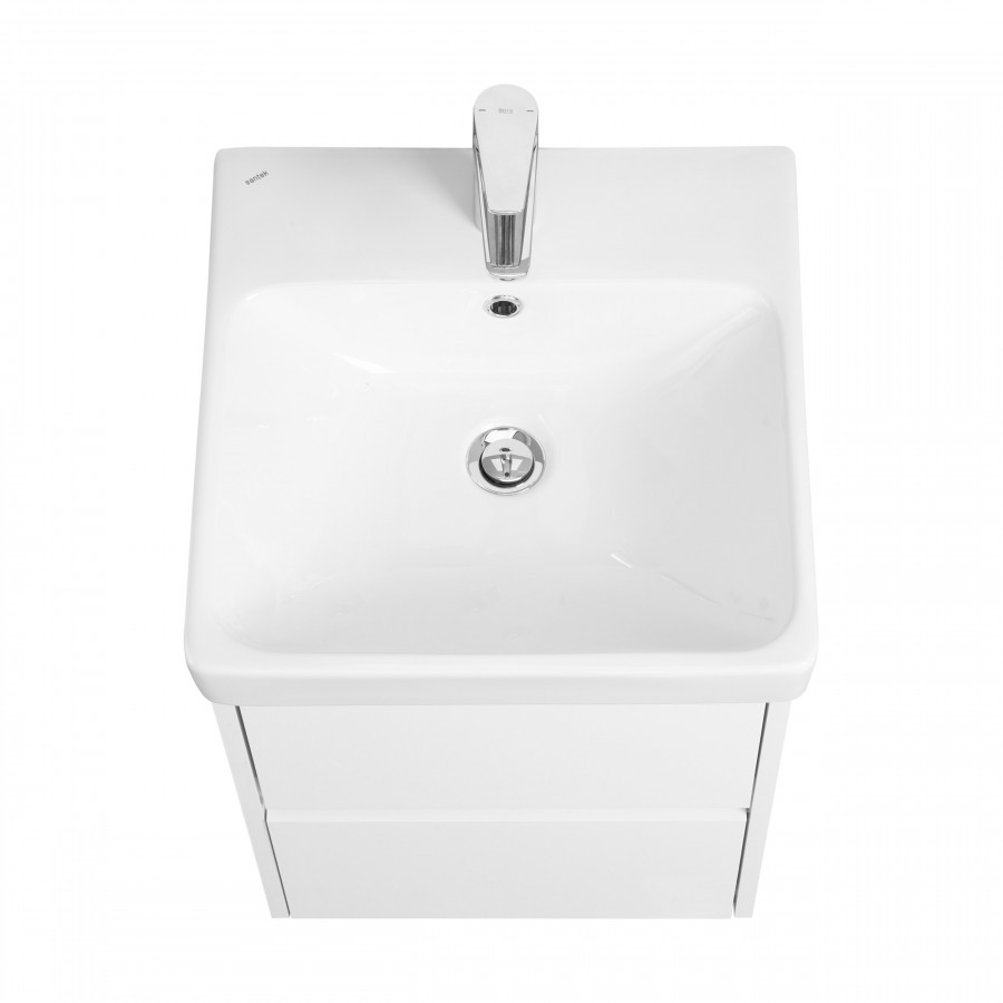 Тумба СКАНДИ 45, подвесная, 2 ящ., белая матовая/белый глянец (под раковину АДРИАНА 45)