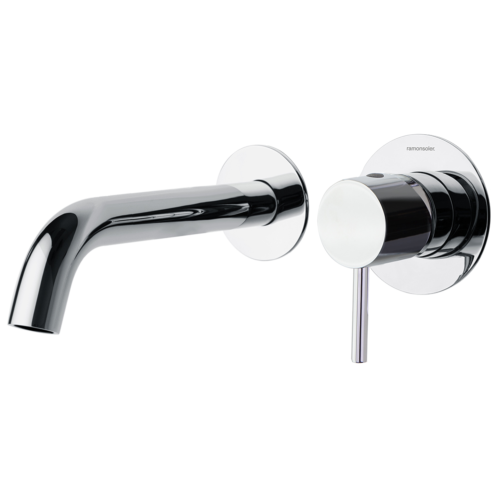 Встраиваемый однорычажный смеситель для раковины на раздельных пластинах с длинным изливом 240 мм OD