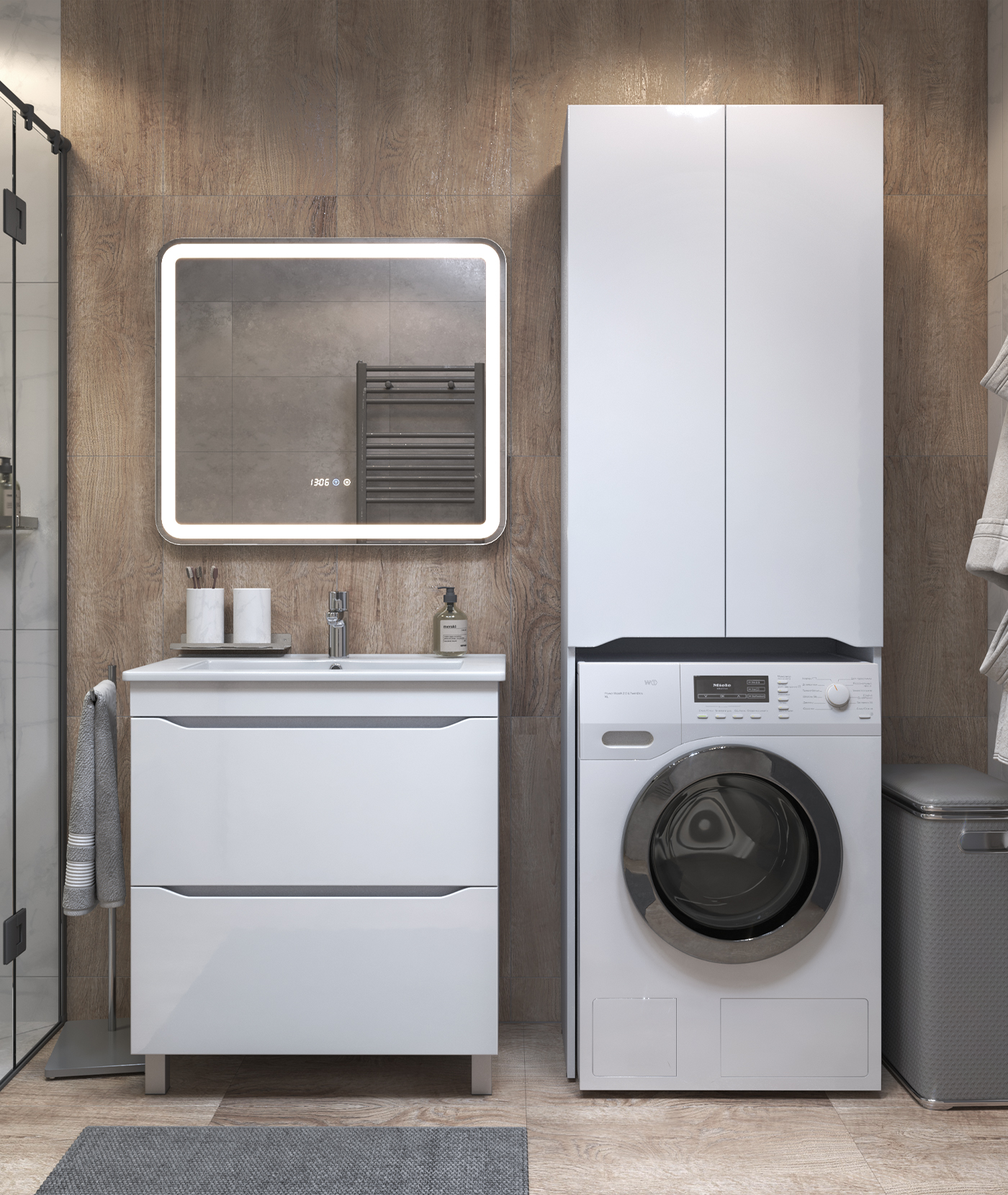 Шкаф для стиральной машины VIGO Grani 640 напольный белый (036)