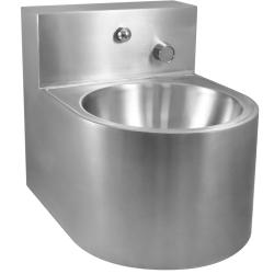 Раковина из нержавеющей стали настенная антивандальная круглая со смесителем  , шт