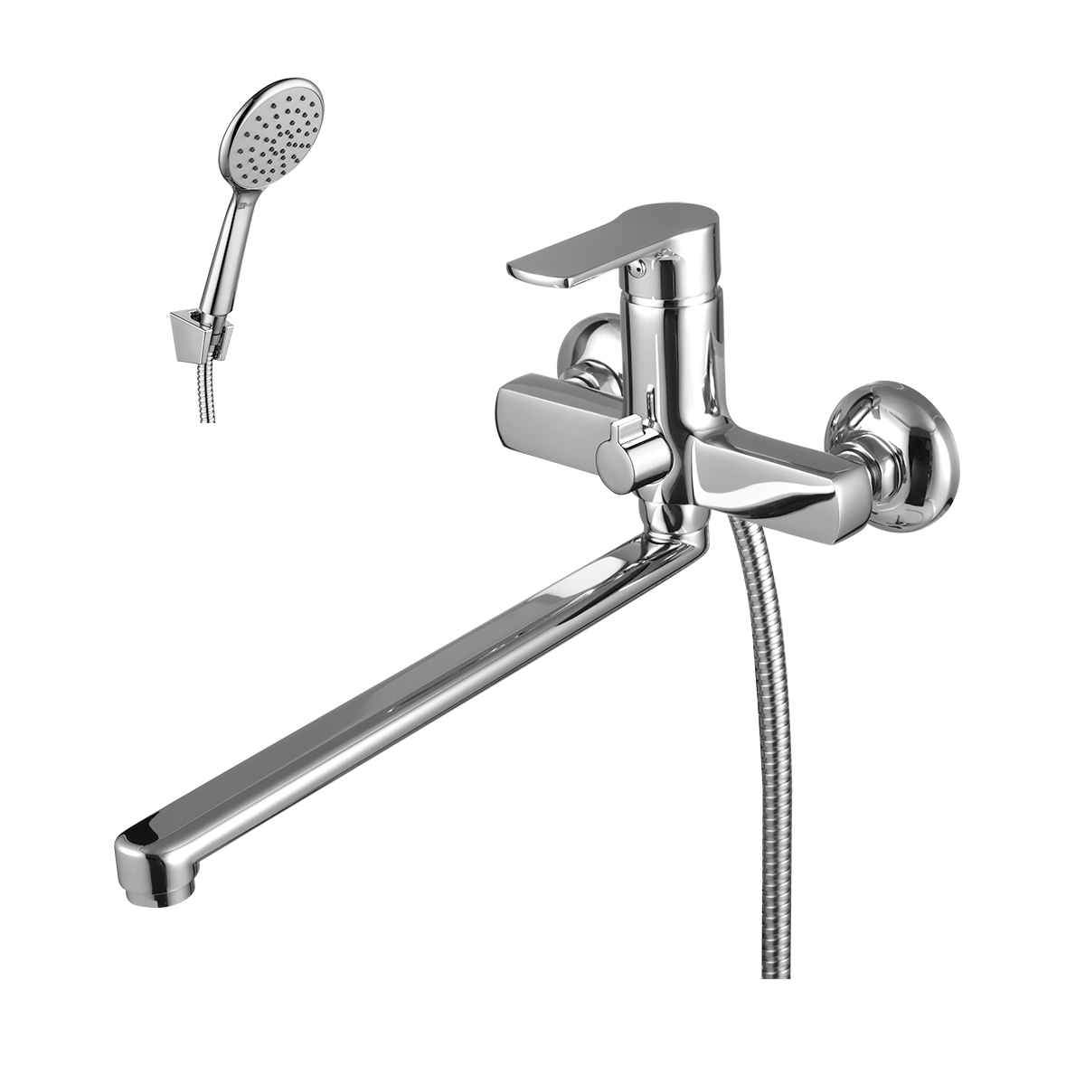 Plus_Grace Смеситель для ванны, плоск.пов.излив 300мм лейка, р/ОД, хром, LM, LM1551C