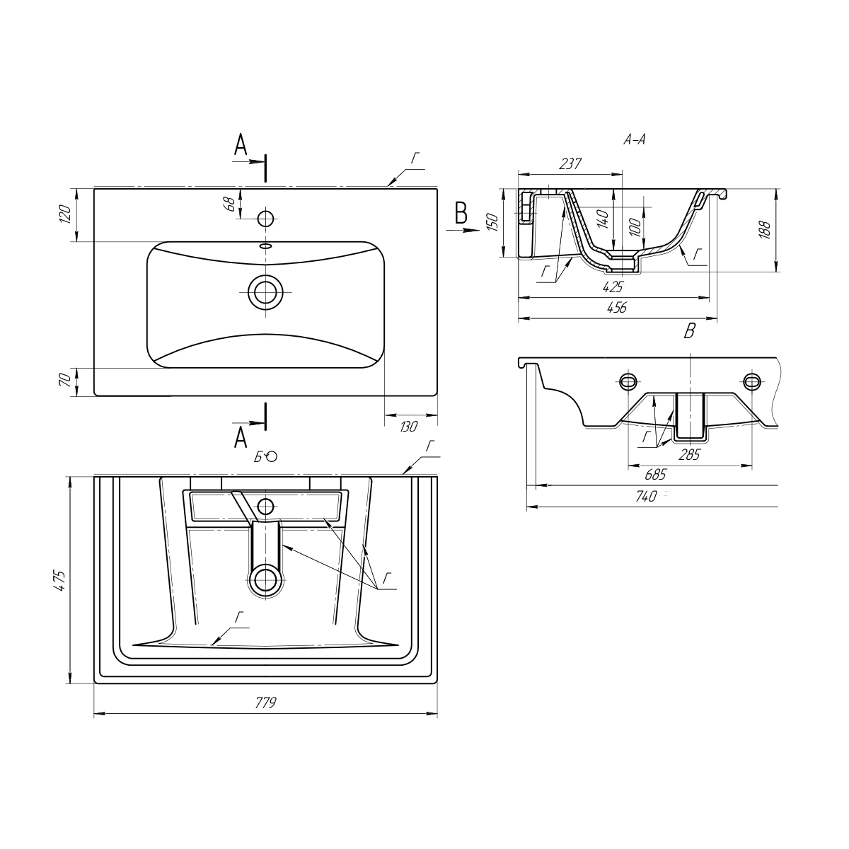 Раковина керамическая "Эйфория-80"