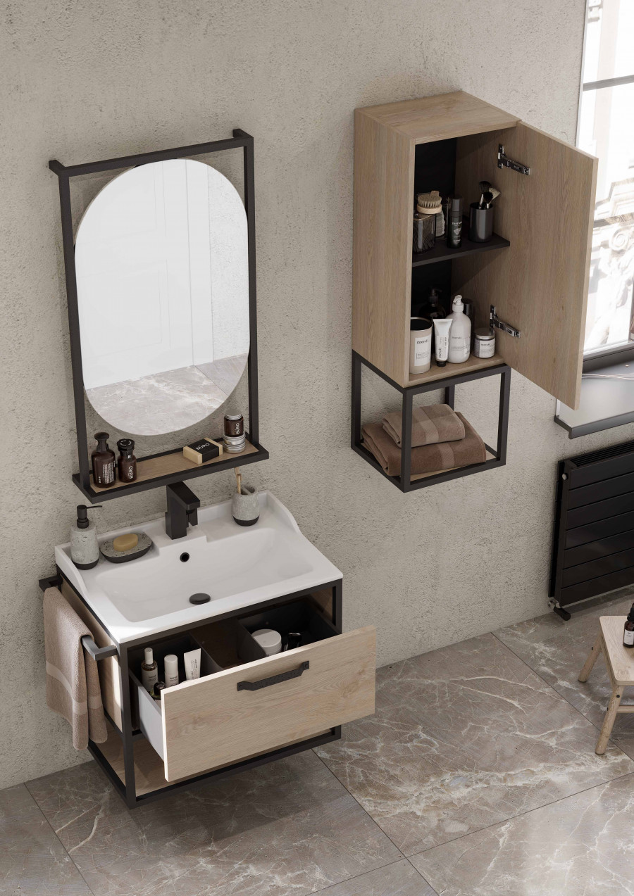 Шкаф ЛОФТ ФАБРИК 34, подвесной, дуб эндгрейн