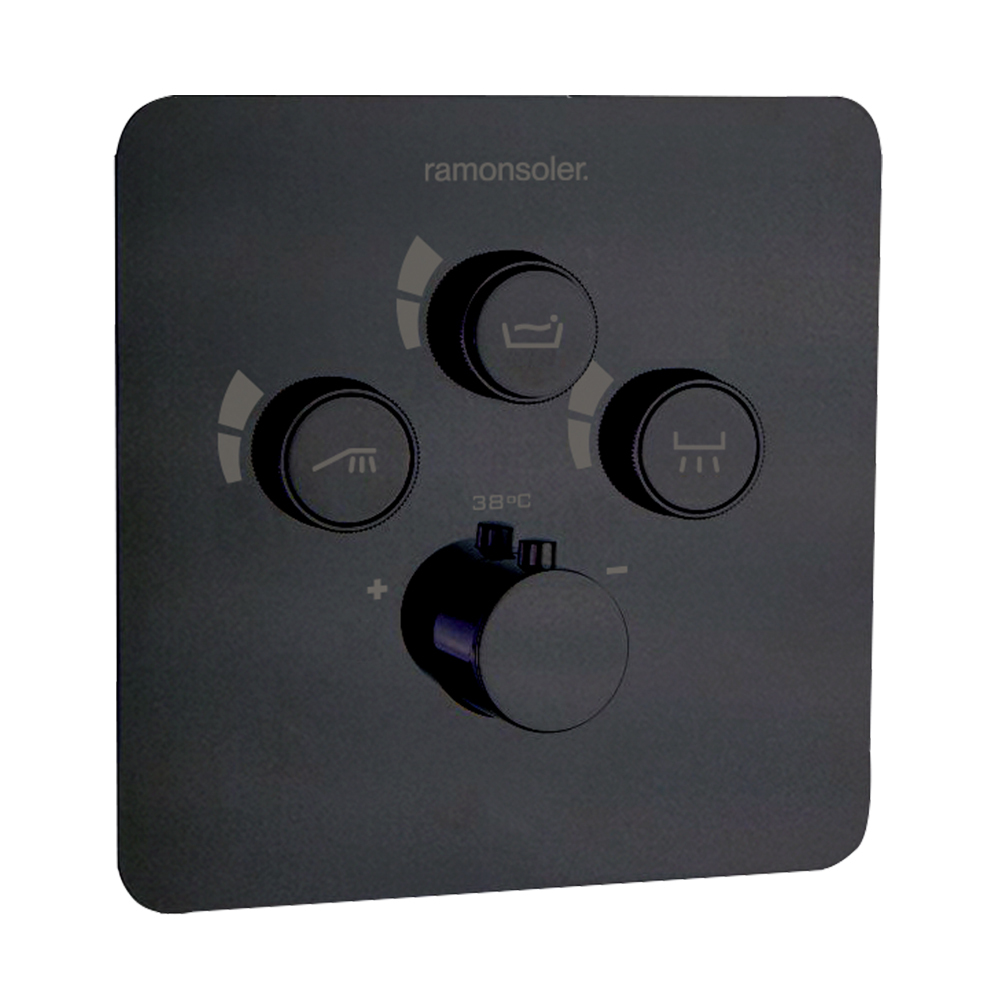 Встраиваемый термостатический смеситель для душа RS SMART 85T301SNM матовый черный на 3 выхода 