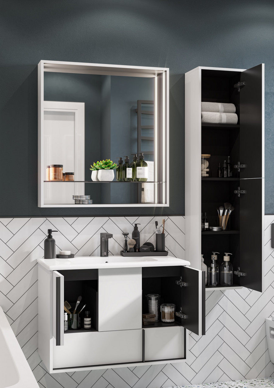 Шкаф-колонна РИВЬЕРА 30, подвесная, белая