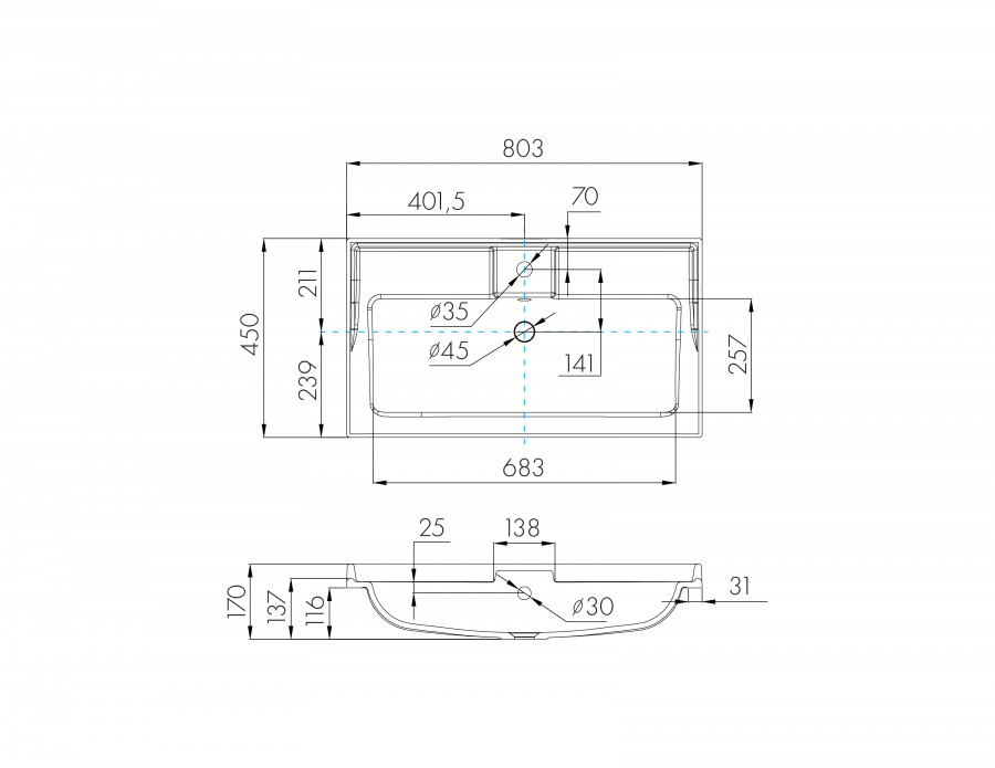 Раковина ФАБИА 80, белая