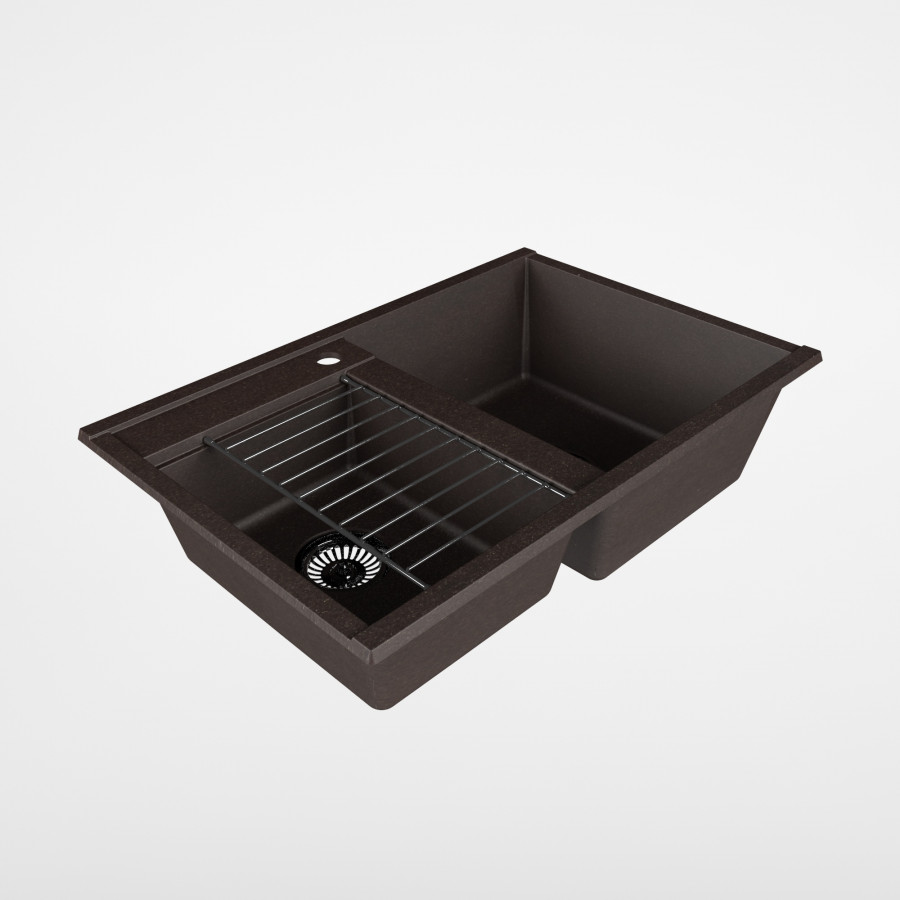 Мойка для кухни  Делия 78 DBL  780x520x218 мм, прямоуг. с крылом, кофе