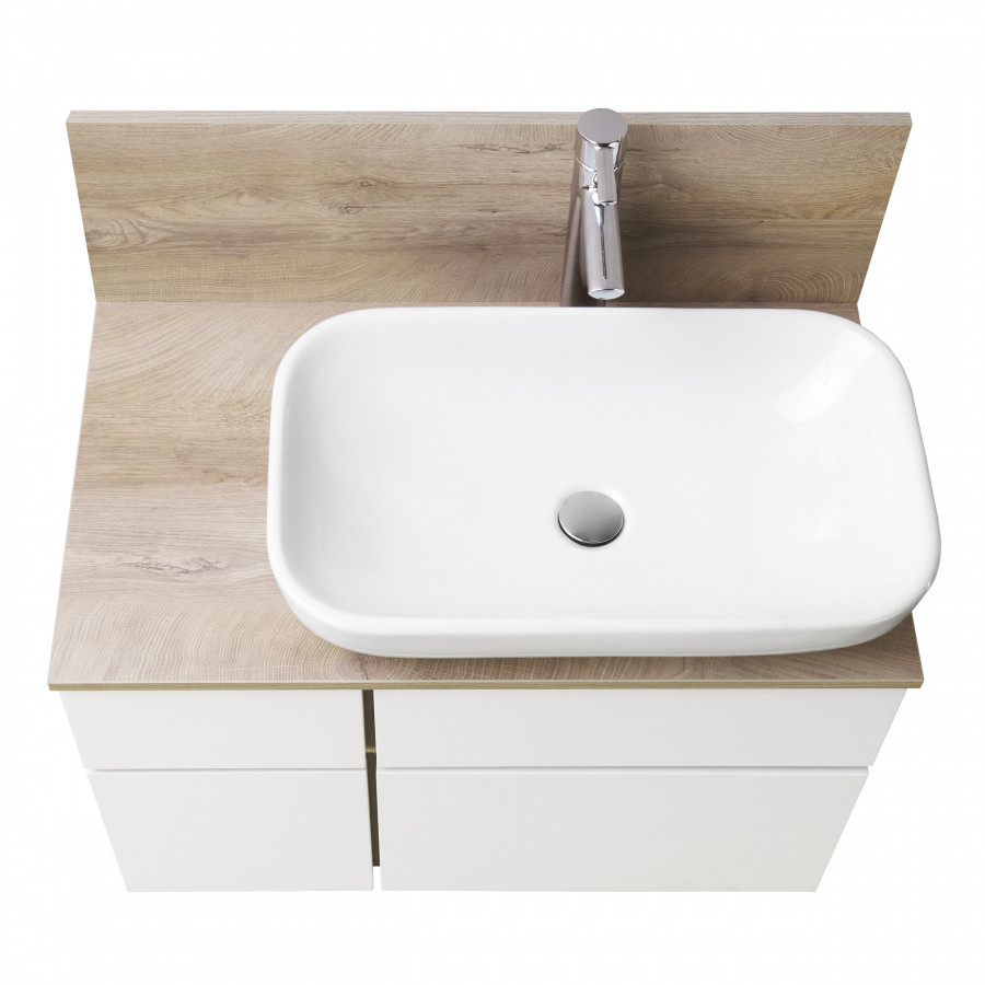 Тумба МИШЕЛЬ 80, дуб эндгрейн, белая (под раковину ОДРИ 42, MILA 350, ЛОЛА 60)