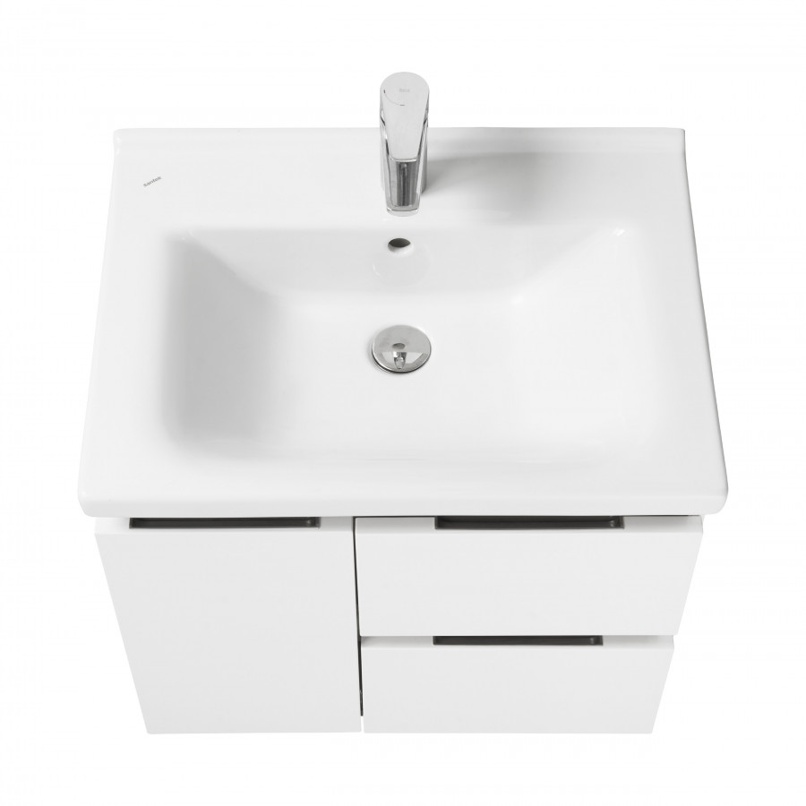 Тумба РЕНЕ 60, белая, грецкий орех (под раковину МИРАНДА 60) 