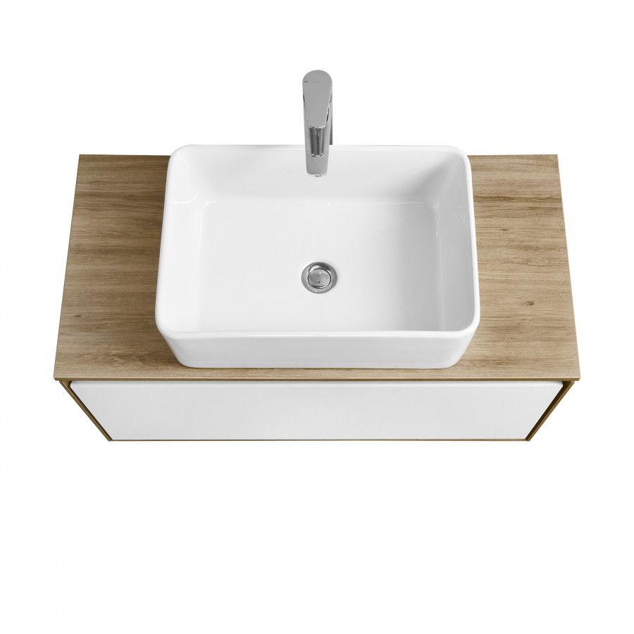 Тумба ЛИБЕРТИ 90,1ящ.,подвесн.,дуб эльвезия/бел.глян. (под рак-ну АДРИАНА 90,MILA 35,MILA 40,ОДРИ 42