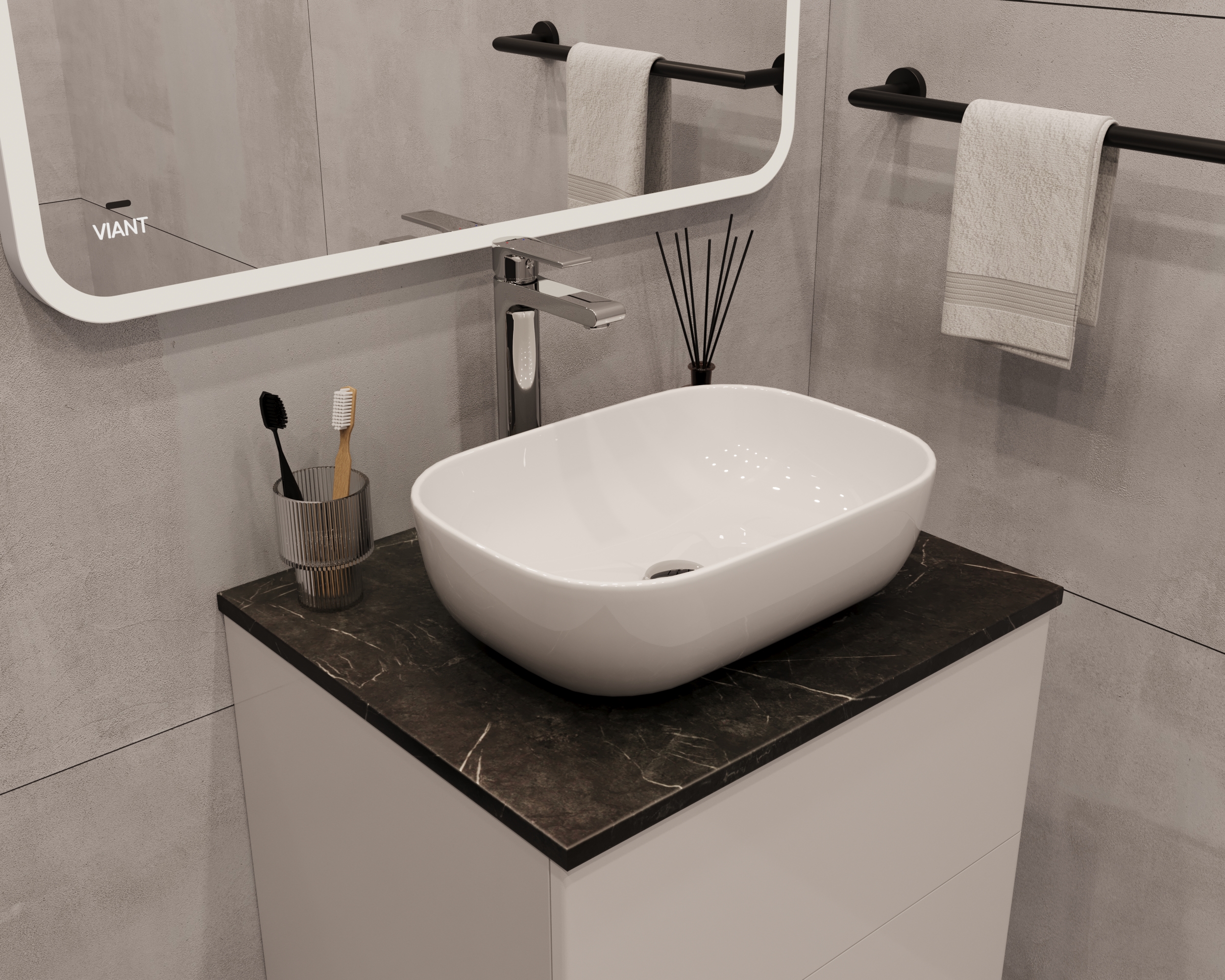 Столешница VIANT Neo черный мрамор 800х460 мм (VNEO80MRCH-STMDF)