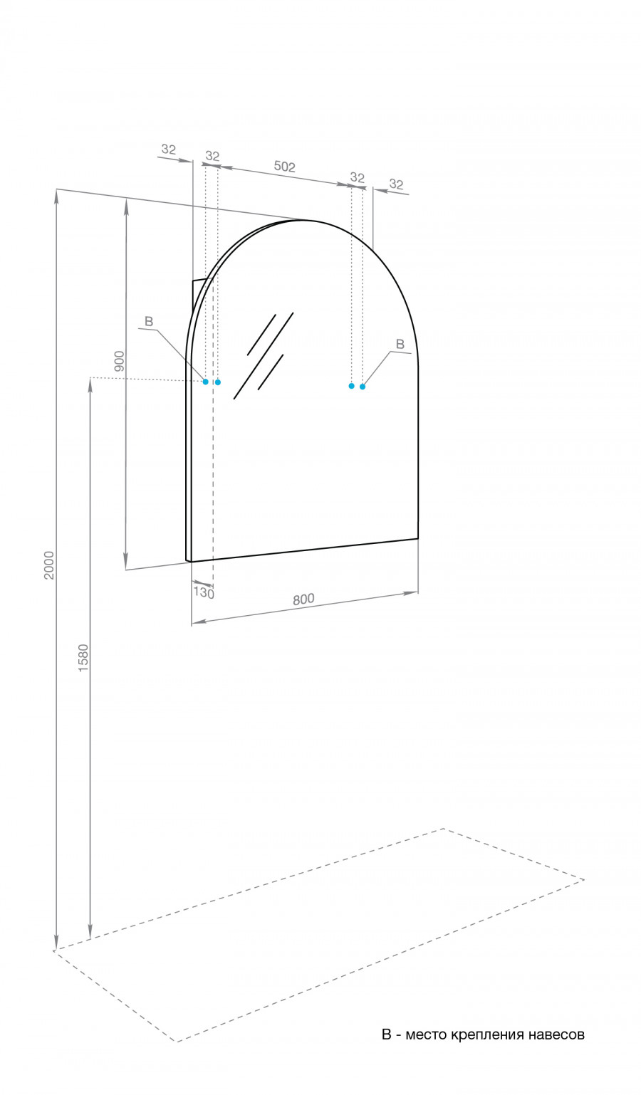Зеркальный шкаф САНТА-БАРБАРА 80, графит