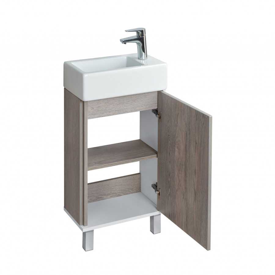 Тумба ЭММА 46, белая, дуб навара (под раковину ЭРИС 46)