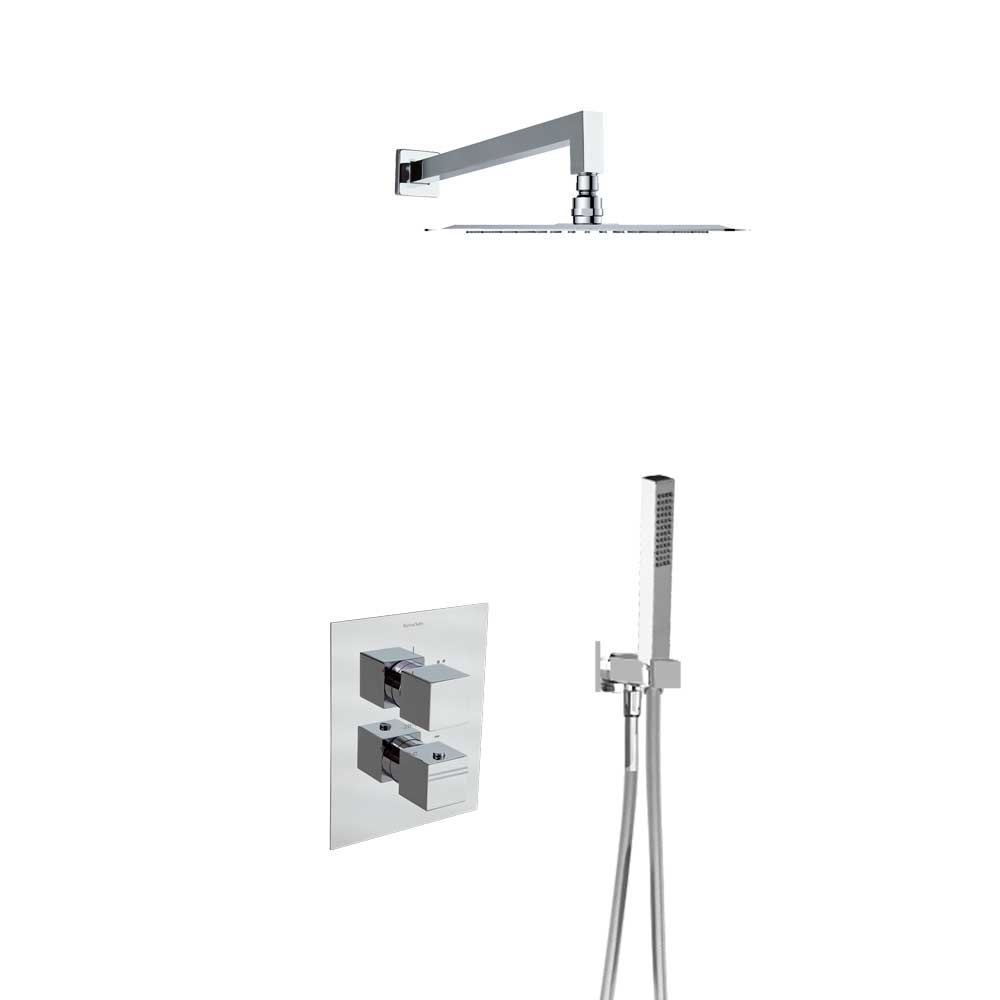 Встраиваемая термостатическая душевая система с тропическим душем и душевым комплектом KUATRO K47870