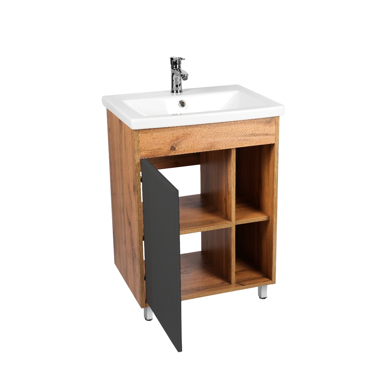 Тумба под раковину VIANT БОСТОН 70 напольная графит/дуб вотан (VBOS70COG-T1ST)