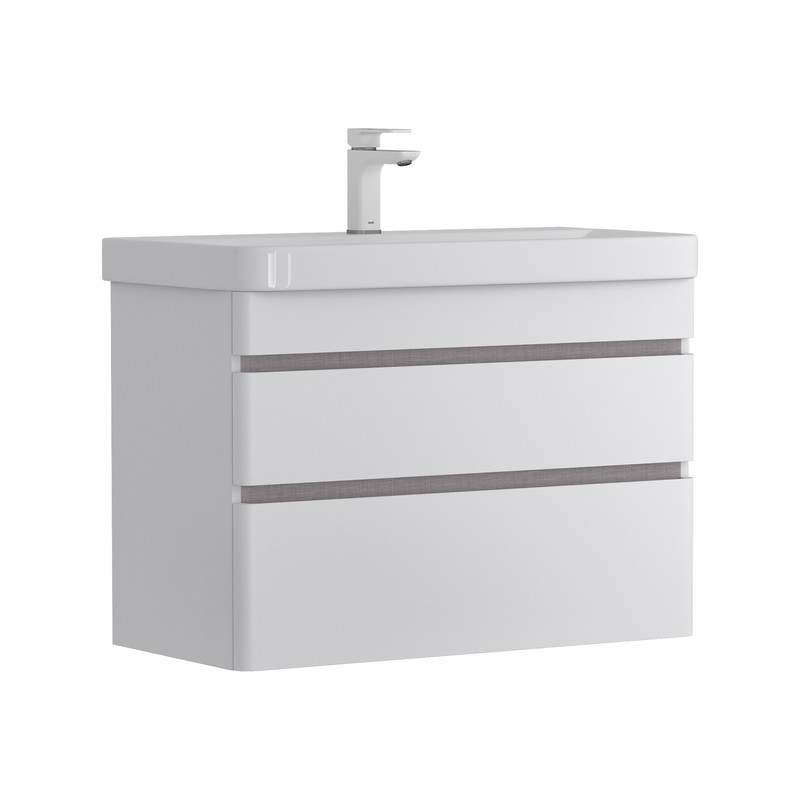 Тумба EQUIL Soldi 80 подвесная 2 ящ. белый софт (под раковину 9595-80)