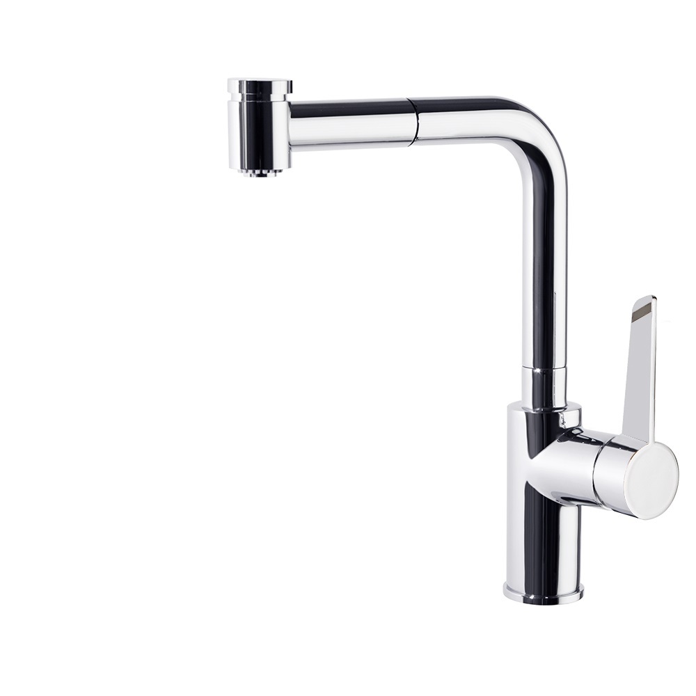 Смеситель высокий для кухни однорычажный с выдвижной лейкой и поворотным изливом KITCHEN 381901H2MC