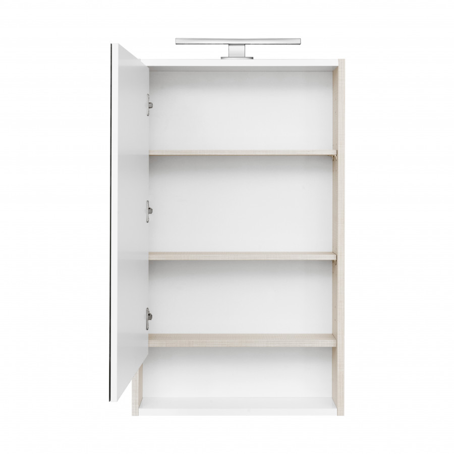 Зеркальный шкаф РИКО 50, белый, ясень фабрик