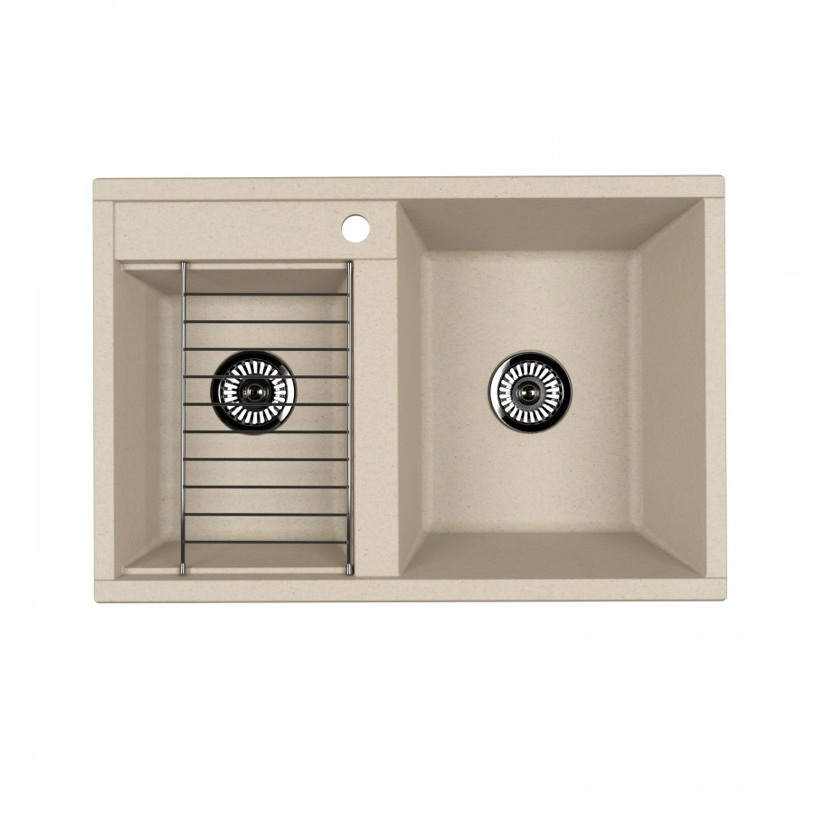 Мойка для кухни  Делия 78 DBL  780x520x218 мм, прямоуг. с крылом, шампань