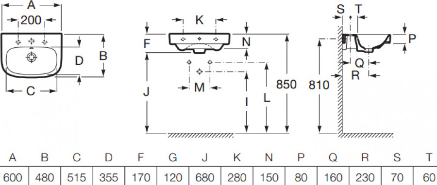 DEBBA Раковина 600х480 мм. (RU). ROCA
