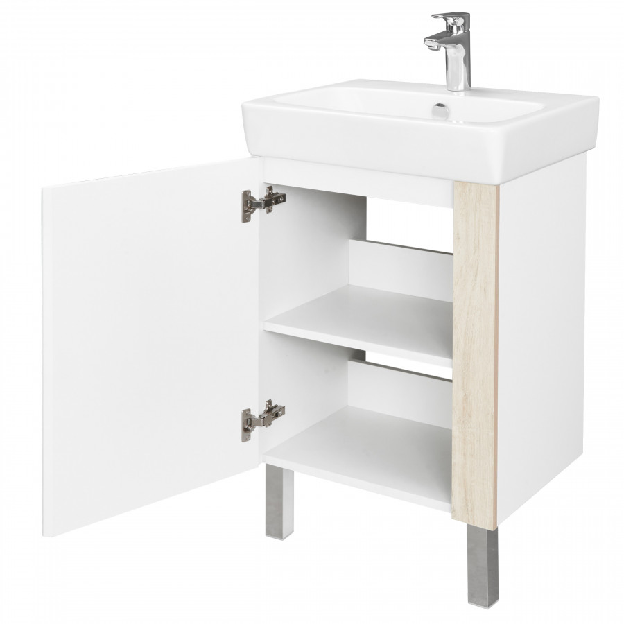 Тумба под раковину КАНТРИ 55 белый, дуб верона (под раковину НЕО 55)