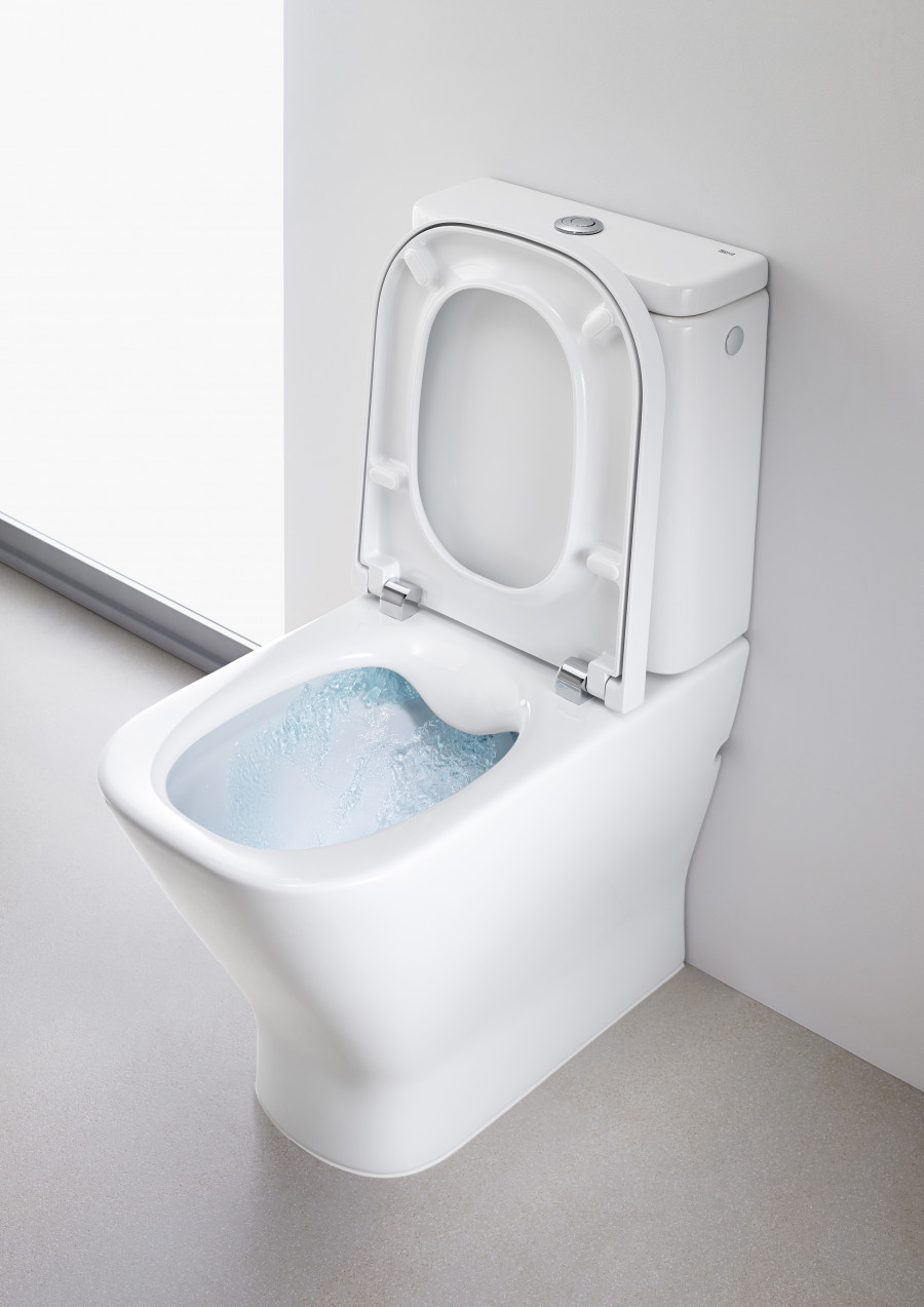 GAP CLEAN RIM Чаша унитаза приставного c безободковым смывом, двойной выпуск, белая. ROCA