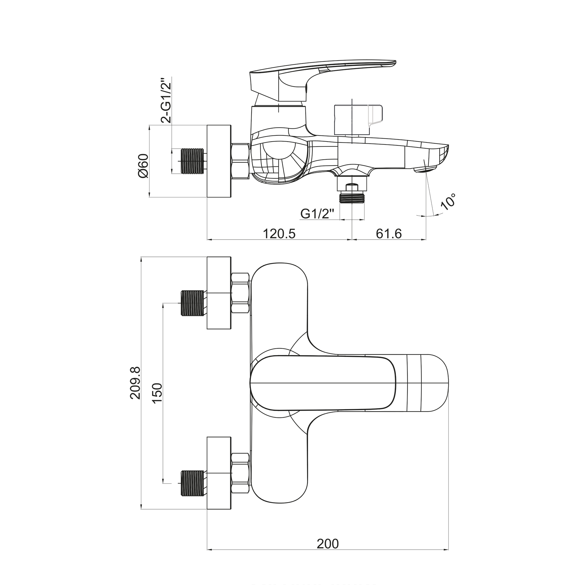 Смеситель для ванны TOKITO KOMAKI хром (TOK-KOM-1014)