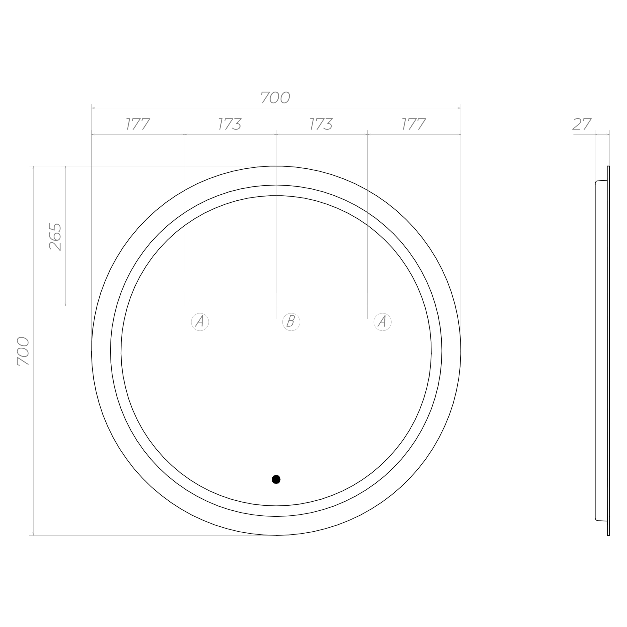 Зеркало с подсветкой VIGO Holly Classic 700