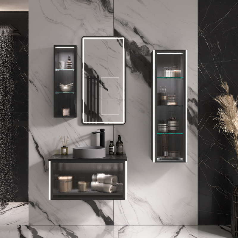 Зеркало с подсветкой EQUIL STOUNE 500х900 мм, черный (zkSTOUNE50-15)