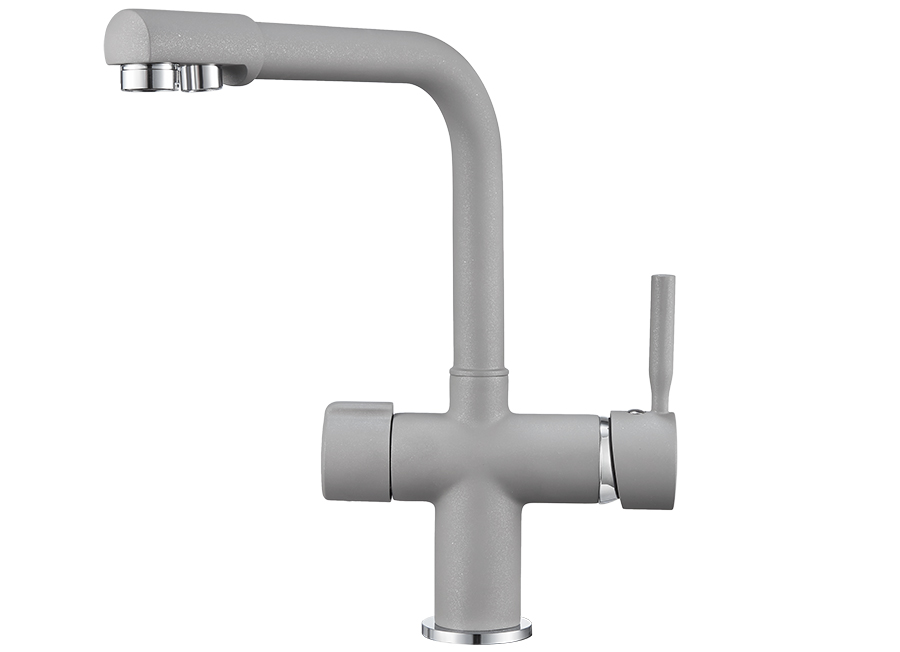 2088, АЛЮМИНИУМ Смеситель для кухни однорыч., с подкл. для питьевой воды, GRANULA