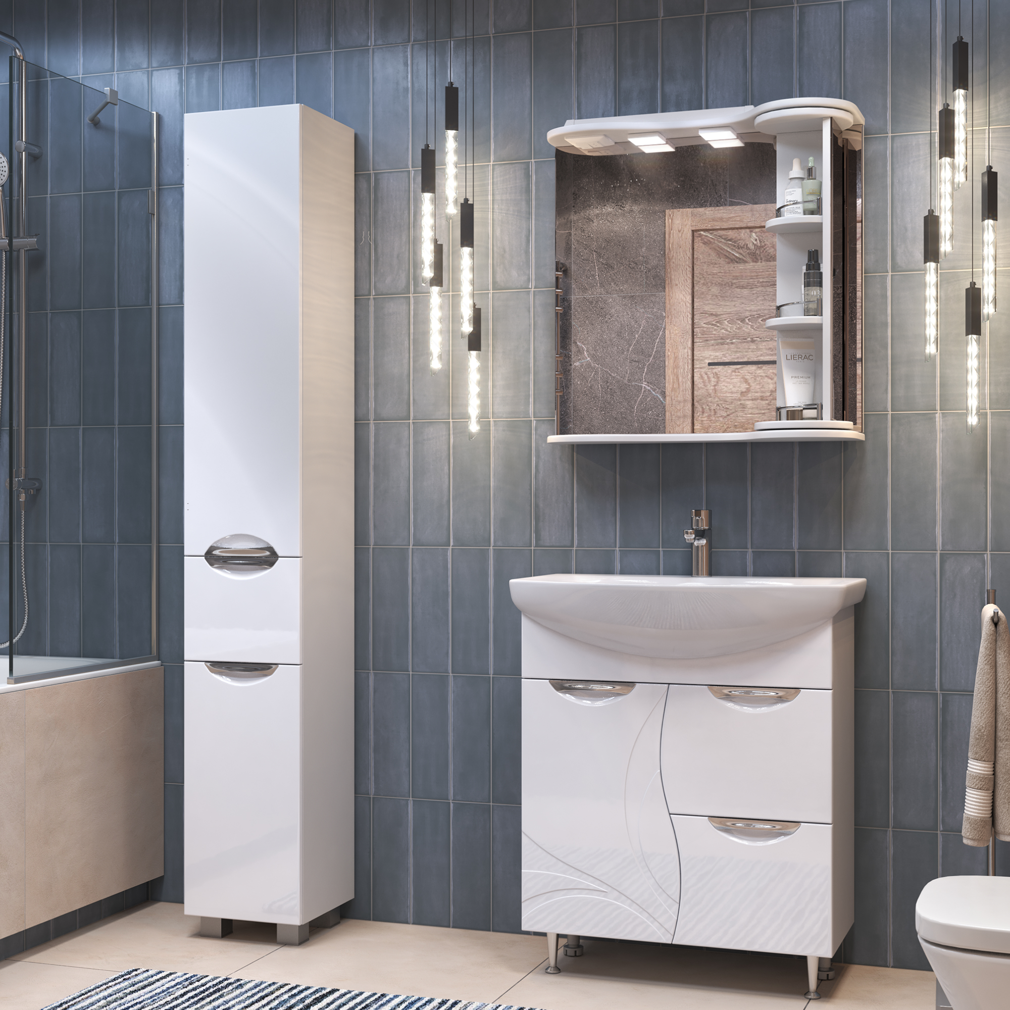 Зеркало с полками VIGO Callao 70 подвесное белый (zsh.CAL.70.El)