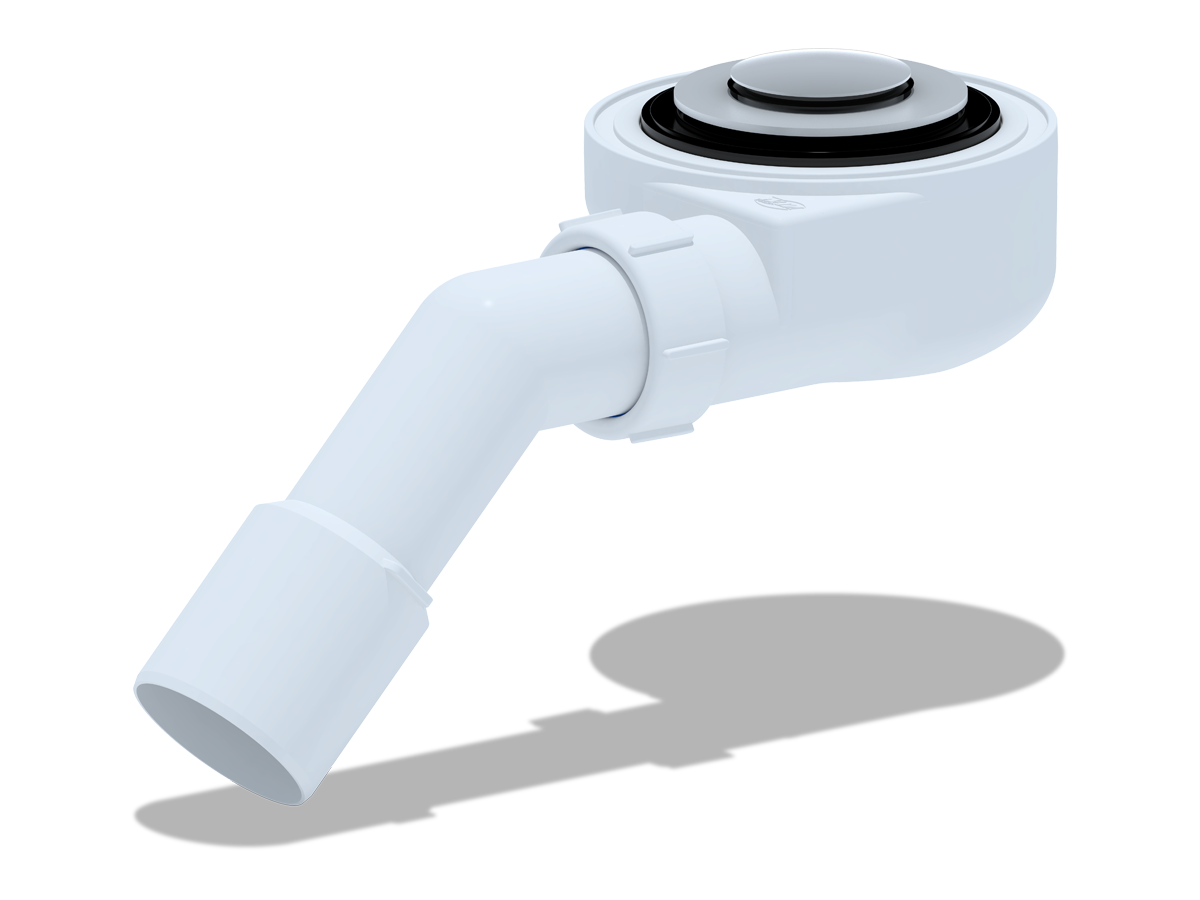 Сифон для душевого поддона АНИ Пласт E451CL 1 1/2 дюйма 60 клик-клак с переходной трубой 45 градусов 40х50