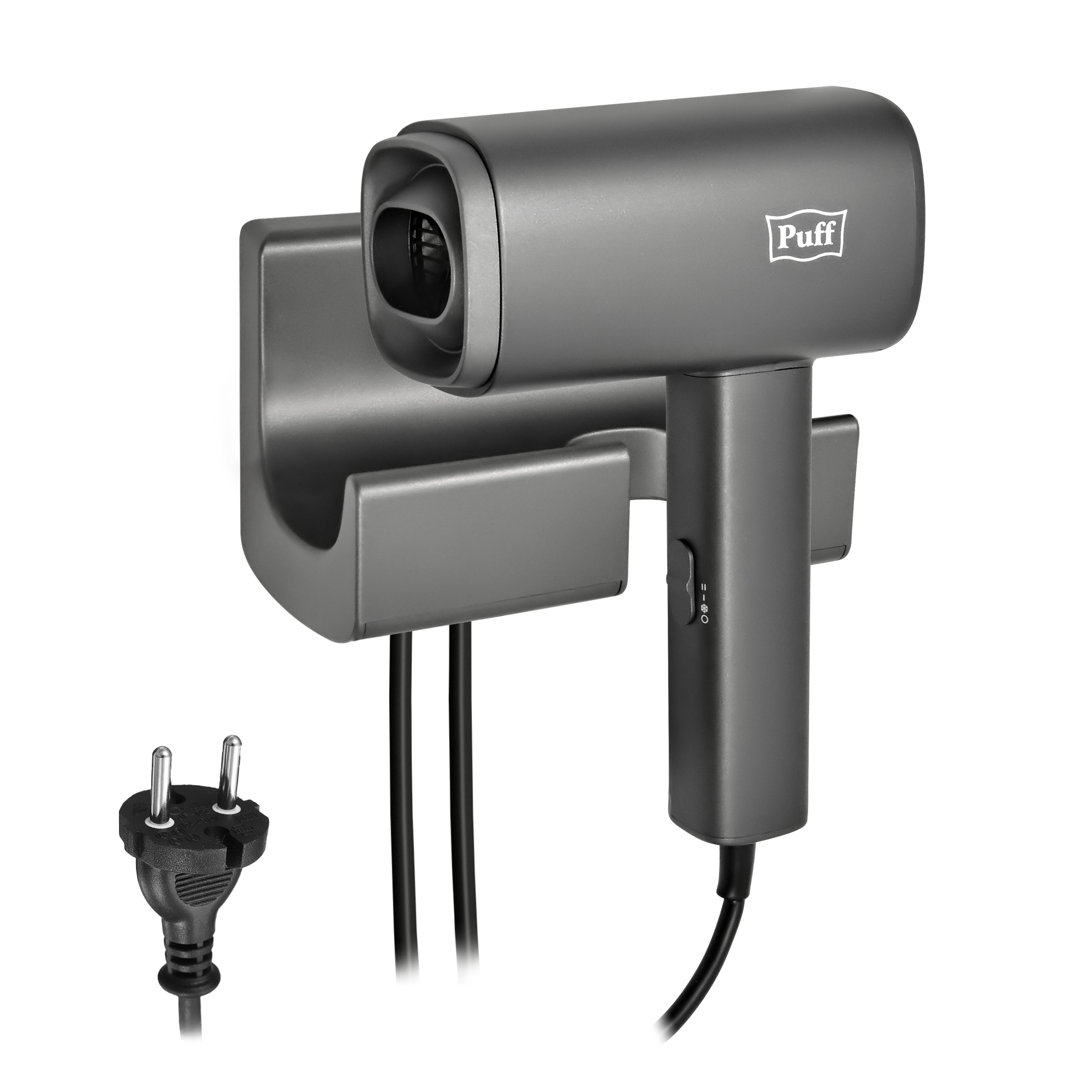 Фен для волос настенный PUFF-1601Gr серый матовый, 1,6 кВт (1405.011)