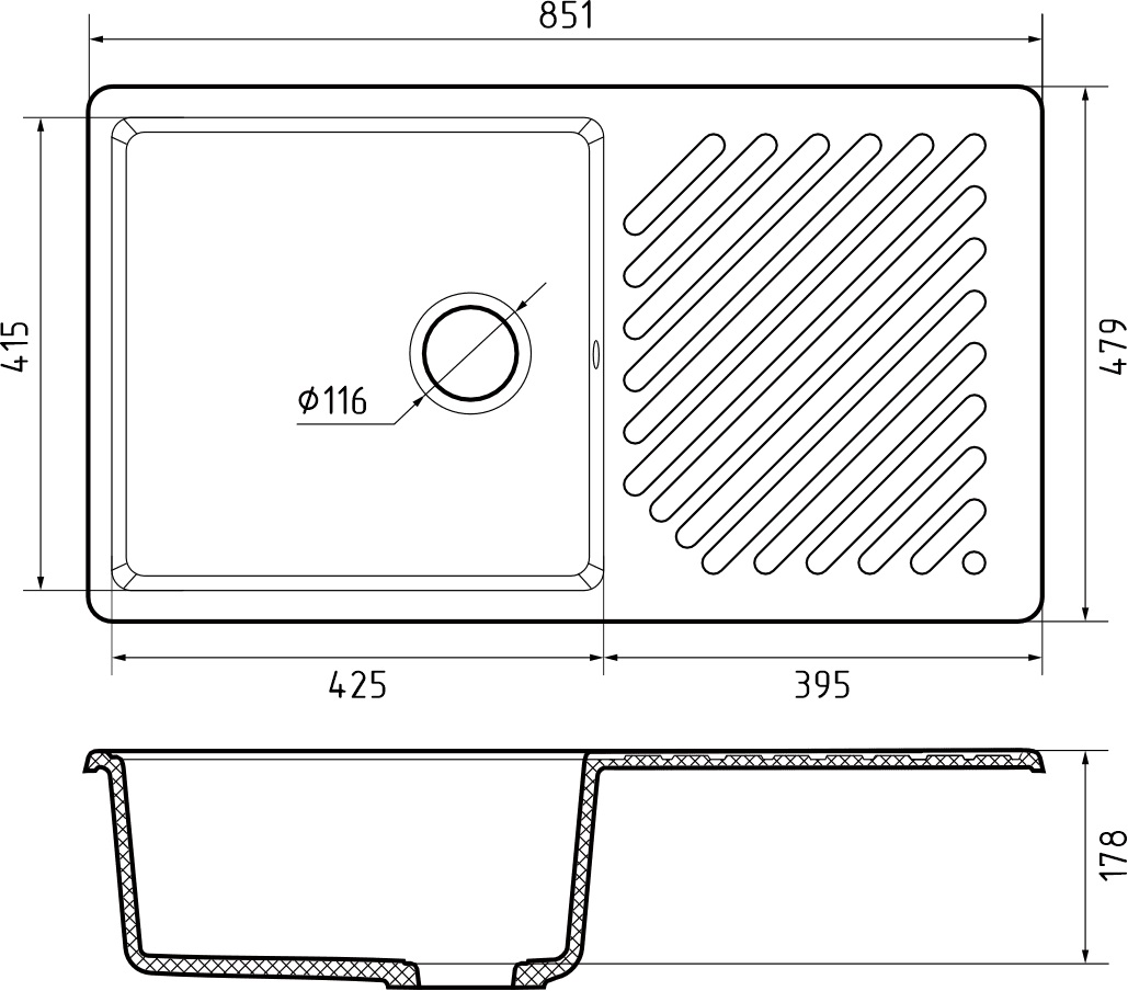 GranFest QUARZ (GF-ZL53) Мойка для кухни 860*480мм (белый)