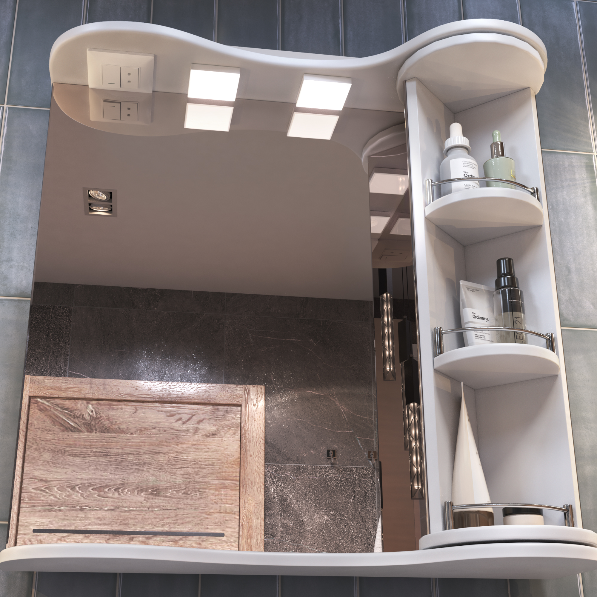 Зеркало с полками VIGO Callao 70 подвесное белый (zsh.CAL.70.El)