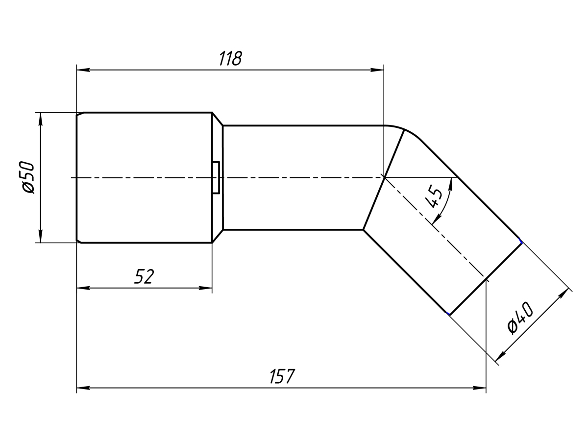 Переходная трубка АНИ Пласт M445 45 градусов 40х50