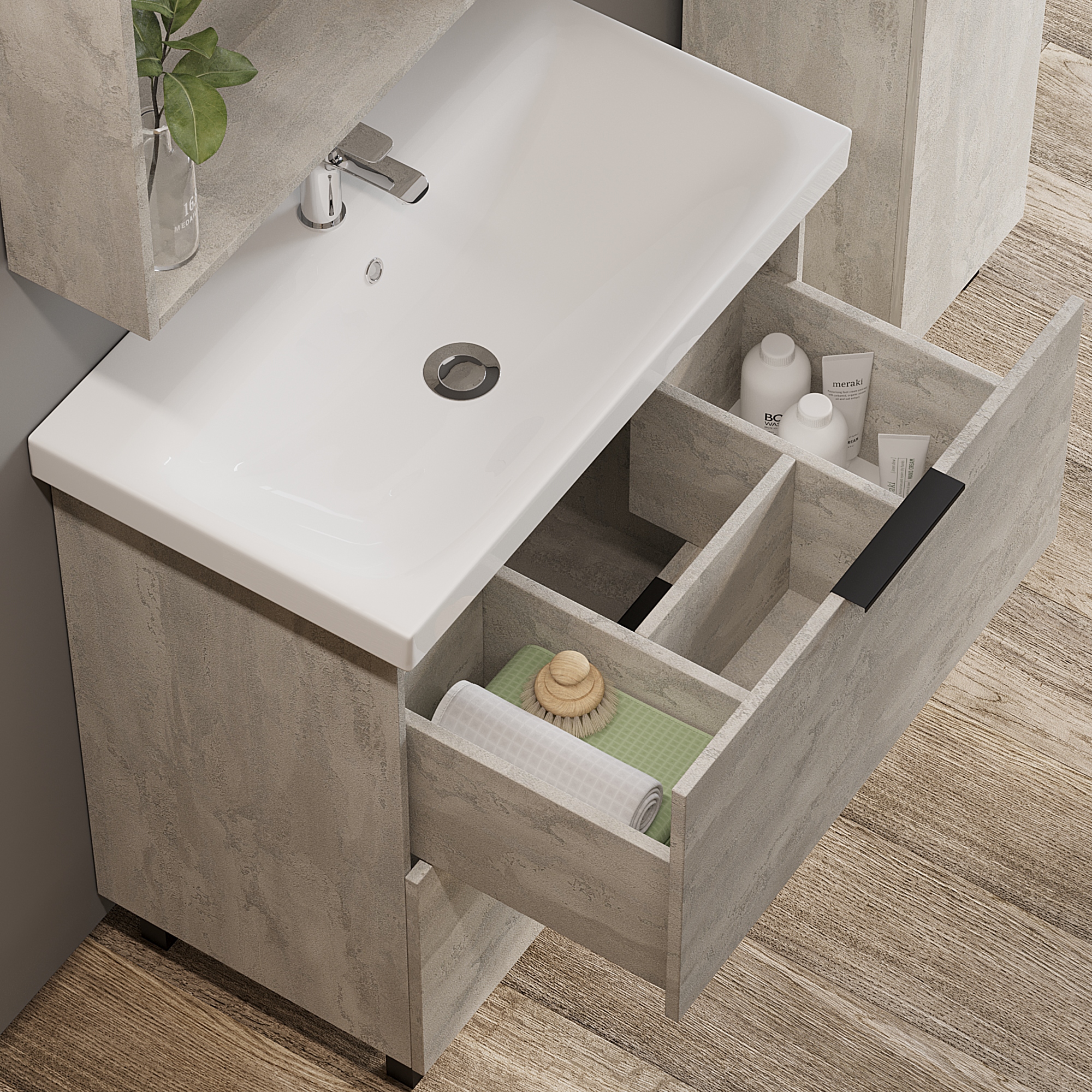 Шкаф-пенал VIANT БЕРЛИН 30 напольный цемент (VBER300C-PEN)