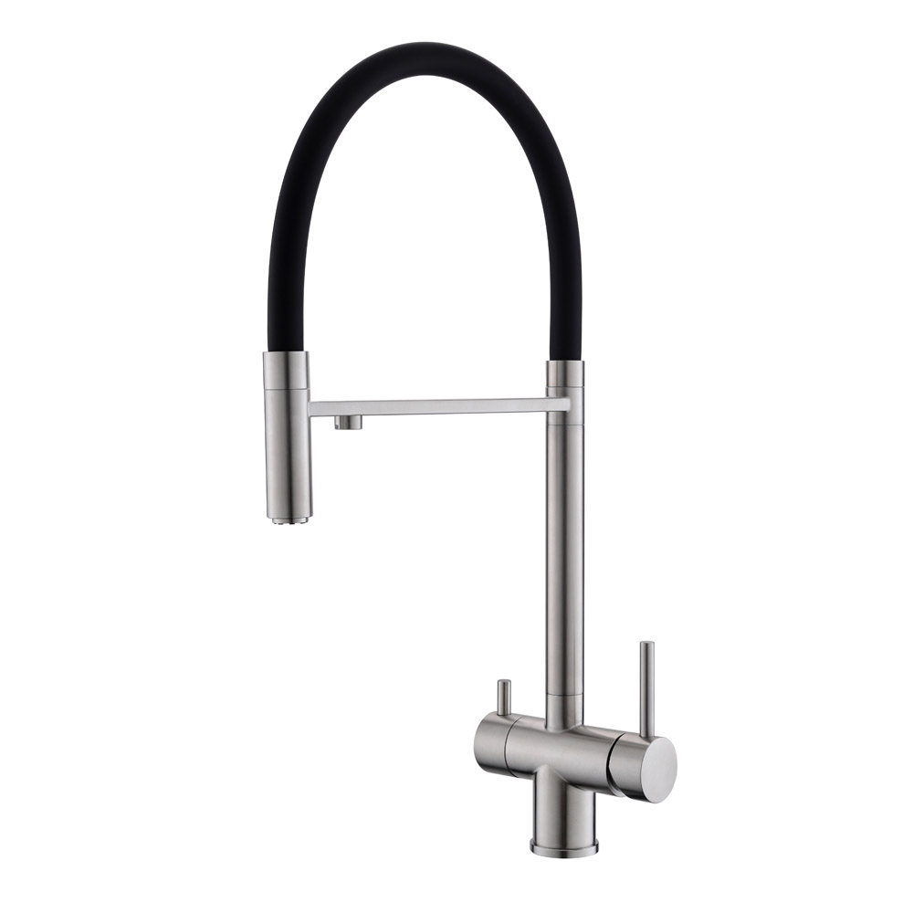 Смеситель для кухни с гибким изливом (черный)  под фильтр из нержавеющей стали EKO, EKO05-160