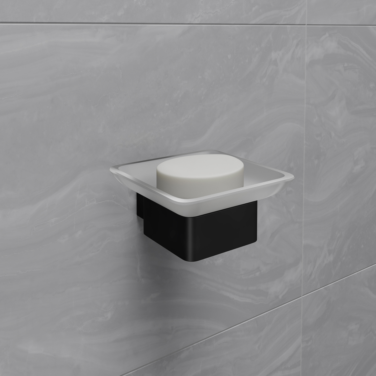 Мыльница SMOOTH LINE с держателем, черный