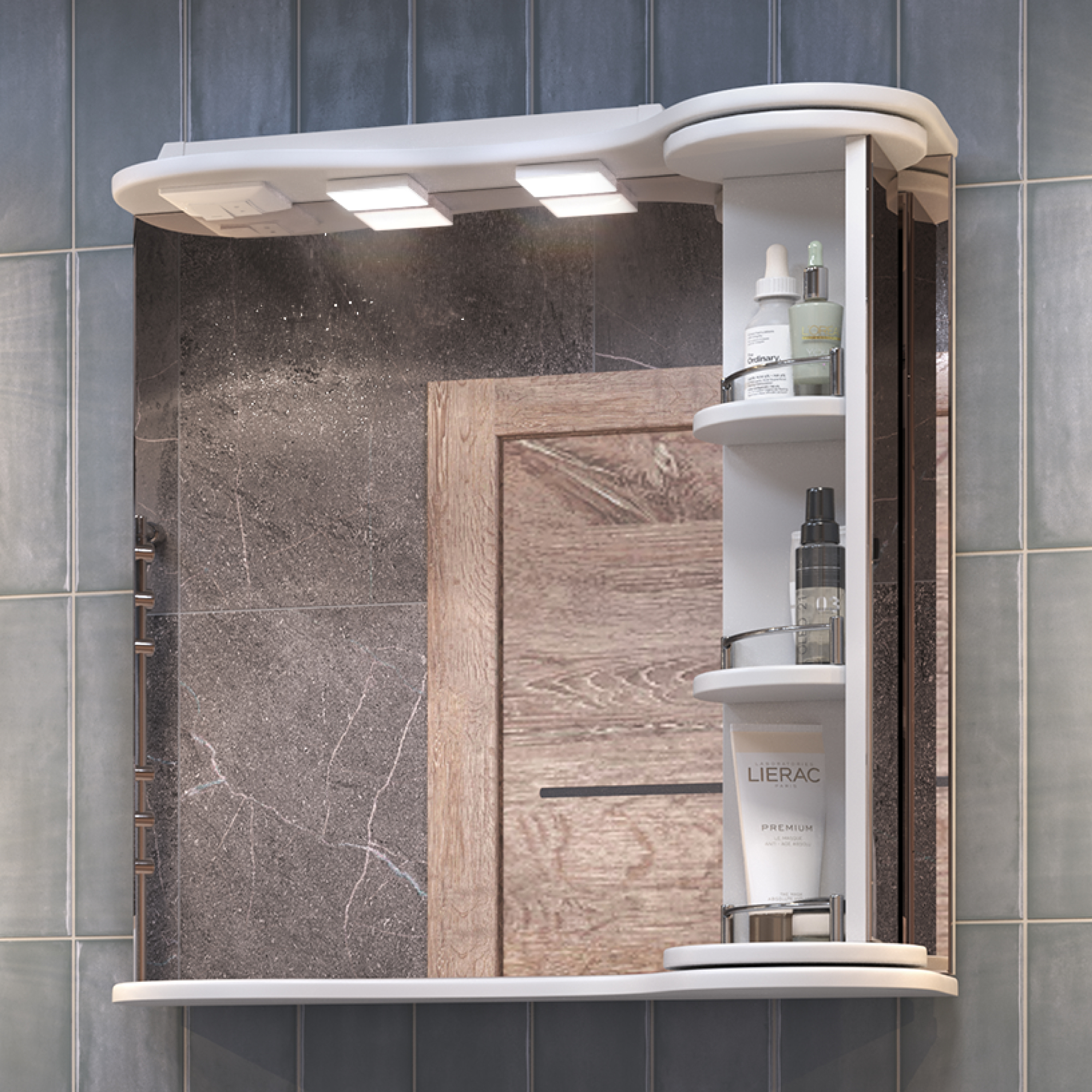 Зеркало с полками VIGO Callao 70 подвесное белый (zsh.CAL.70.El)