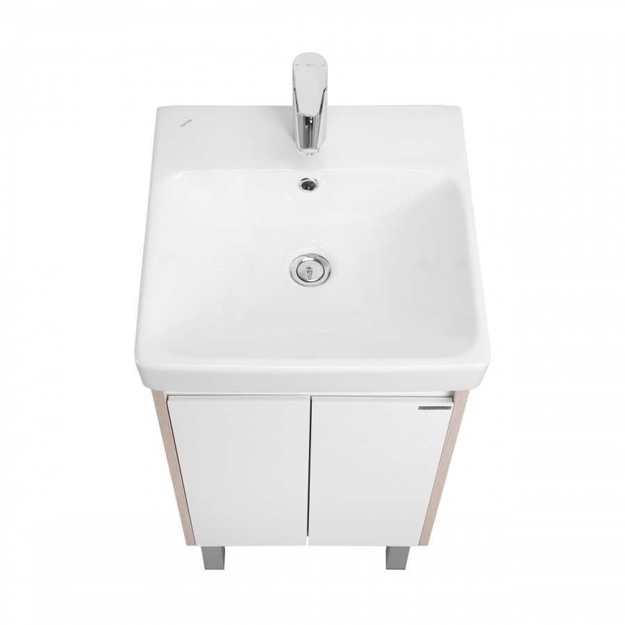 Тумба СКАНДИ DOORS 45, универс., 2 дв., белый глянец/дуб верона (под раковину АДРИАНА 45)